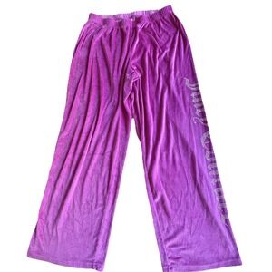 JUICY COUTURE Velour Barbie Pink Sweats w/Rhinestone Logo Y2K Lounge Pants LARGE